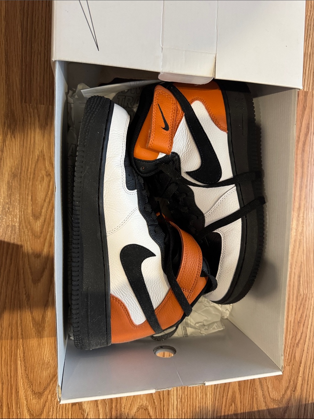 Nike Kids White Black Orange High-Top Sneakers